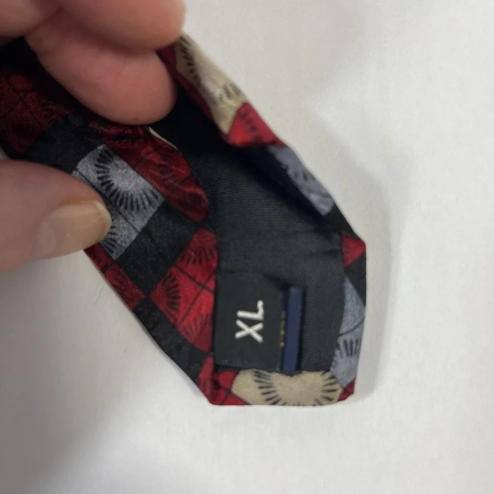 J Blades and Co Mens Tie  4 in W x L 63 in Silk Red Black Silver Blue